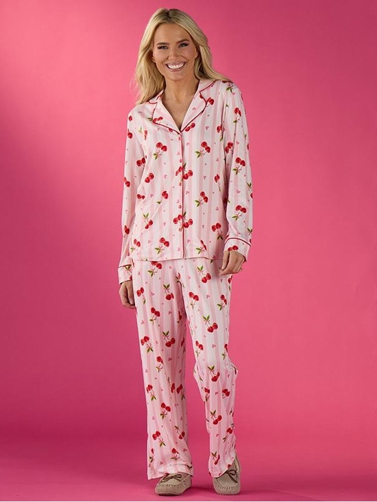 Hope Springs Other - Women’s Pink Cherry-Print Long Pajama Set